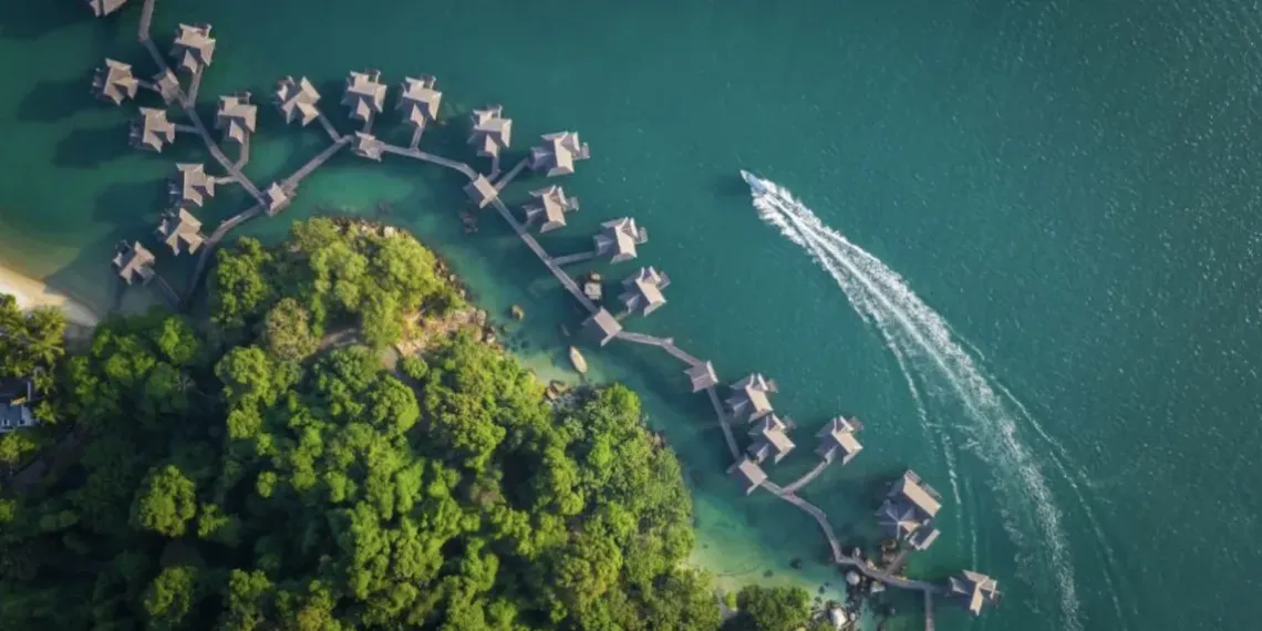 Drone View on Pangkor Laut Resort in Malaysia