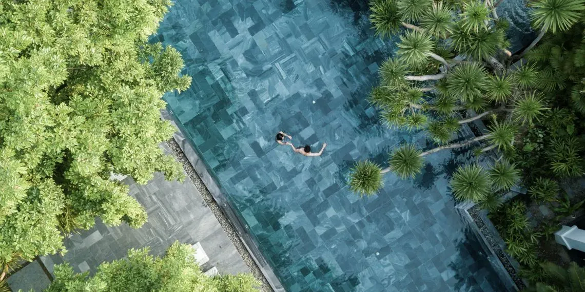 two people in pool