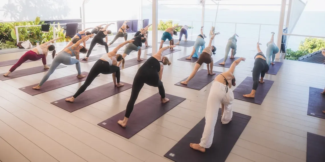 group doing yoga 