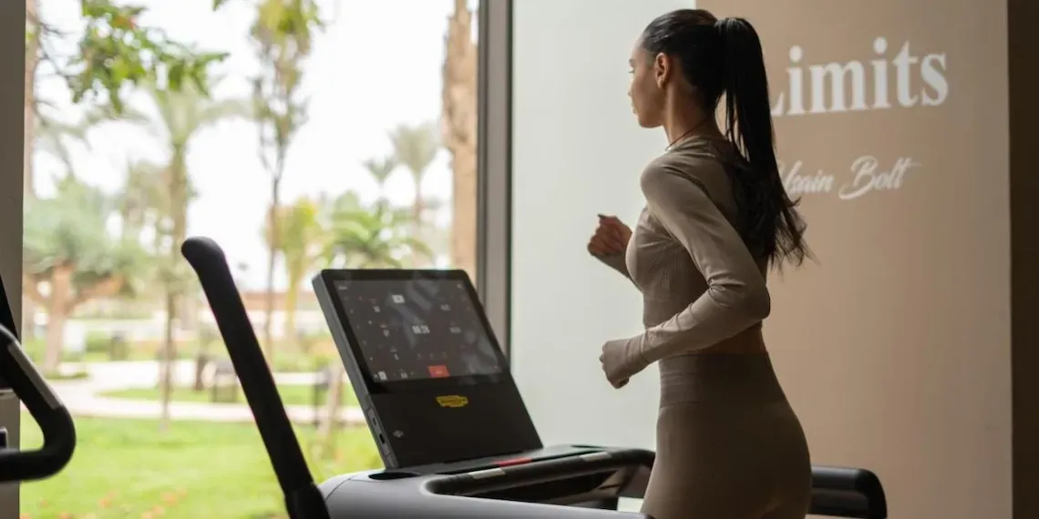 woman in the gym on a treadmill