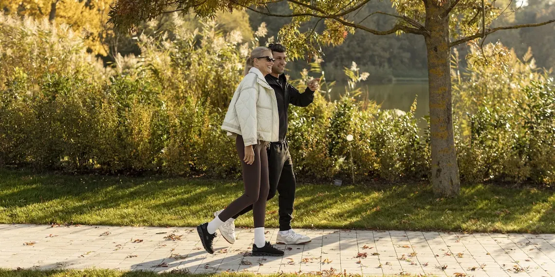 two people on a walk in nature