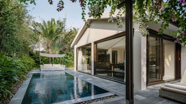 pool with loungers